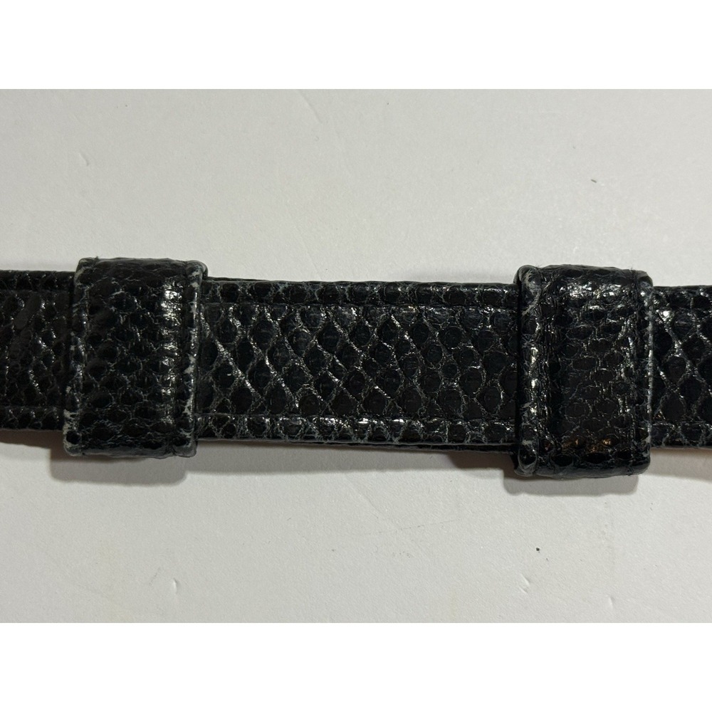 Alexis Kirk Reptile Leather Belt Sculptural Metal Clasp Vintage Statement Adjust - Picture 3 of 13